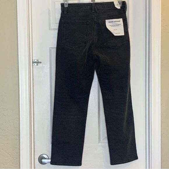 Good American Good Vintage Fold Over Waist Black Jeans Size 10 - Picture 13 of 13